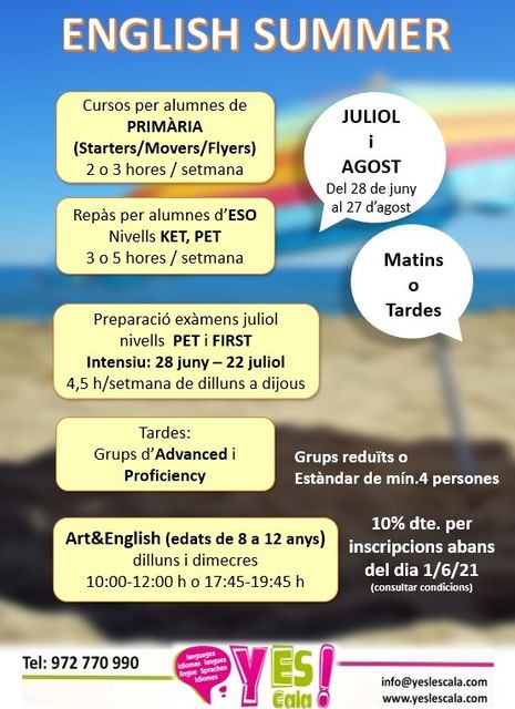 CURSOS D'IDIOMES ESTIU 2021