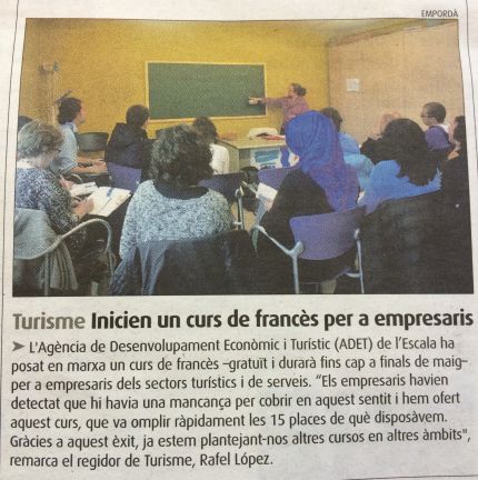 Les cours de français de l'école Yes! évoqués dans le journal local Empordà